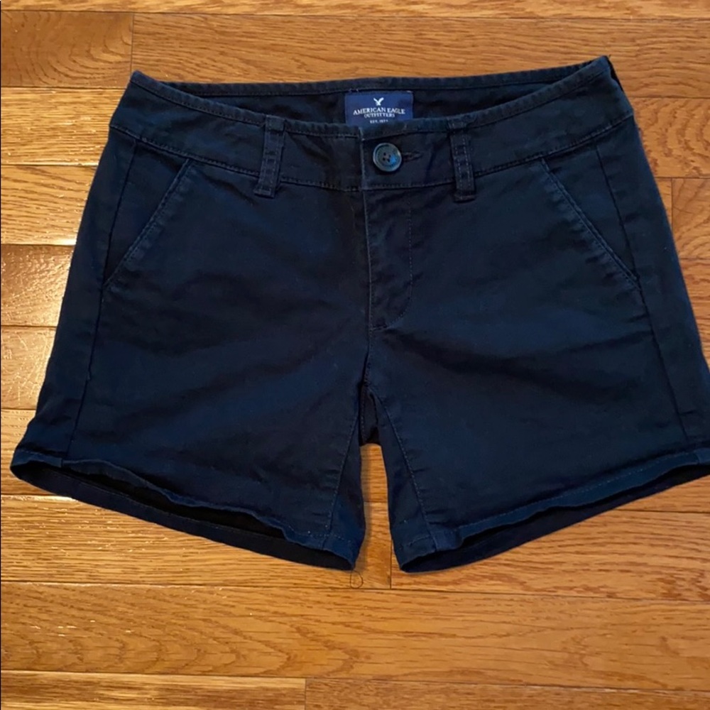 American Eagle black midi stretch shorts